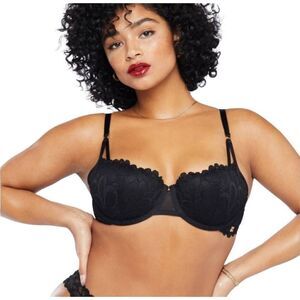 Savage X Fenty Sorry Not Sorry Lace Bra Black Sz US 40DD